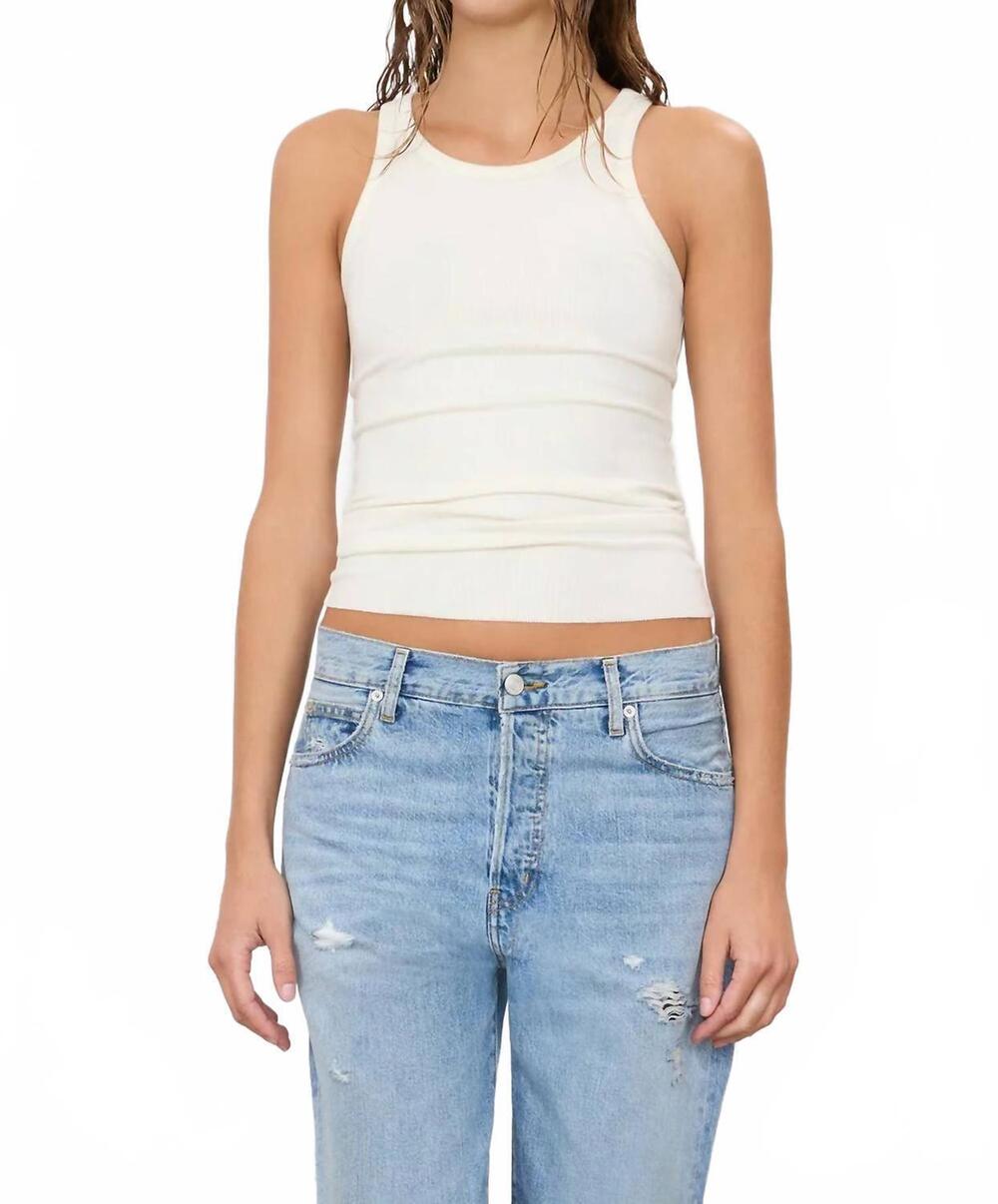 NEW ETERNE ribbed high neck butter rib tank in cream